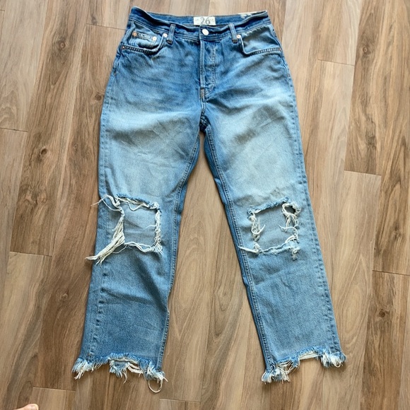 We The Free Denim - We the free distressed w holes raw fray hem button fly jean size 26
